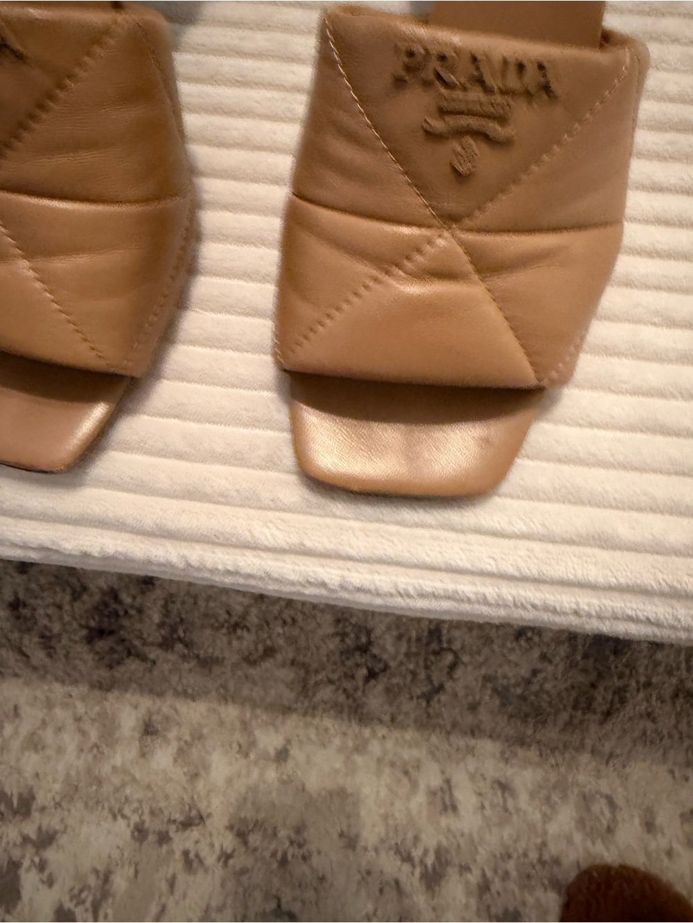 Prada Quilted Tan Leather Slide Mules - Picture 5 of 9